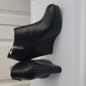 Black leather ankle booties